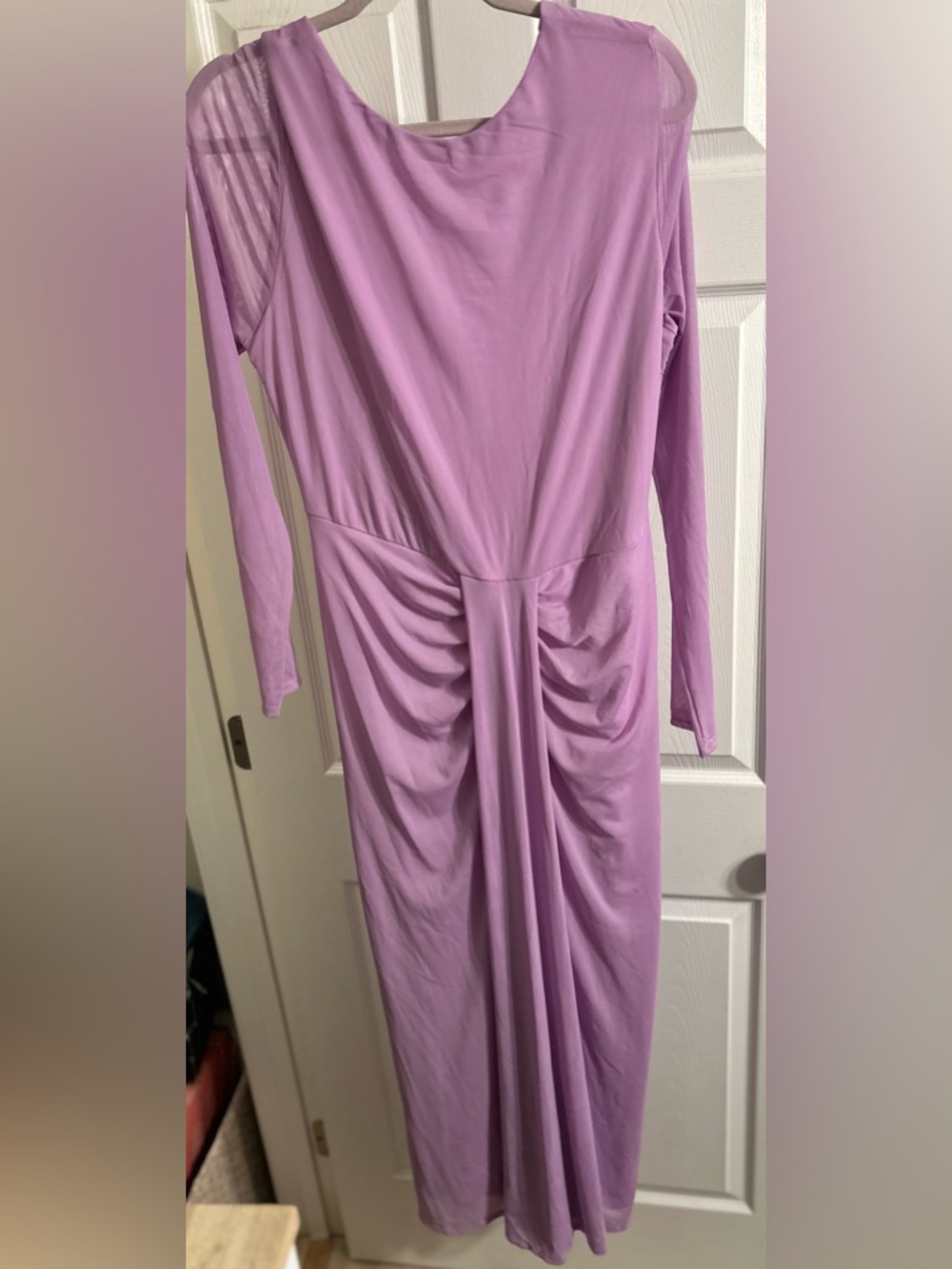ASOS Lilac Long Sleeve Ruched Midi Dress